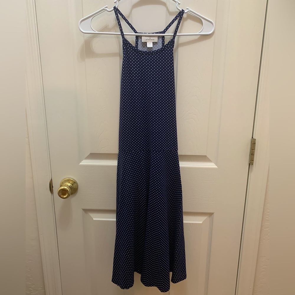 Francesca’s Navy Polka Dot Dress